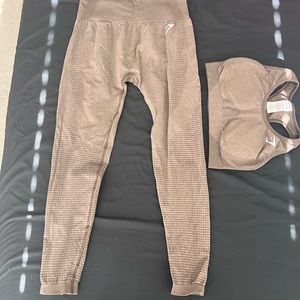 Gymshark vital seamless brown marl workout set